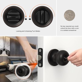 Haidms Oil Rubbed Brozne Door Knobs Interior, Privacy Interior Door Knobs, Interior Brozne Doorknobs for Bedroom, Bathroom, 10 Pack