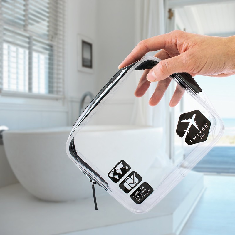 TWIVEE - Transparent toiletry bag with travel bottle set -