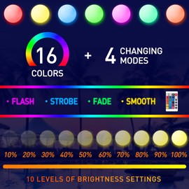 MIAOKE Pool Toys 16 Inch 5 PACK- 16 Lighting and 4 Modes LED Beach Ball with Remote Control,Suitable for Pool Games Night Summer Pool Party