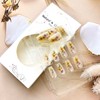 24Pcs Flower Press on Nails Medium Ballet Shaped Full Cover
