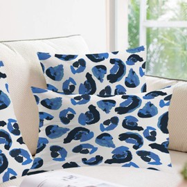 Shrahala Leopard Decorative Pillow Covers, Animal Print Leopard Spots Blue Black Cushion Case for Sofa Bedroom Car Throw Pillow Covers Cushion Cover Lumbar 12 x 20 Inches Blue Leopard Spots, Set of 2