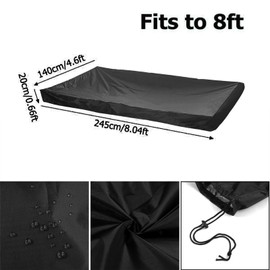 Scratch-Resistant Pool Table Cover for Outdoor/Indoor, 210D Oxford Cloth Waterproof & UV Protection Billiard Table Cover for Air Hockey Tables, Snooker Pool Tables, Weatherproof & Dustproof (BK, 8 Ft)