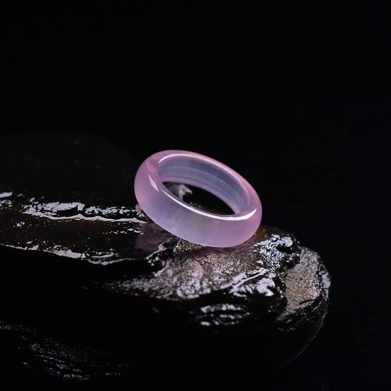 YIGEDAN 3pcs Natural Agate Rings Pink Jade Rings Jewelry Gemstone,
