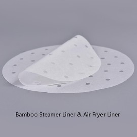CONIE 12 Inch Steamer Paper Liners, Perforated Parchment Paper for Air Fryer Steaming Basket 100cts