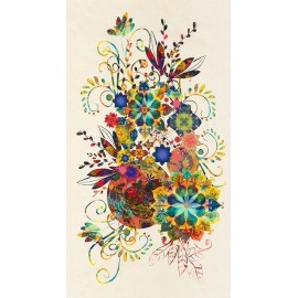 Robert Kaufman 24" X 44" Panel Venice Bright Flowers Floral Natural Cotton Fabric D652.20
