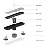 Merranox 12 inch Linear Shower Drain, Matte Black 2 in