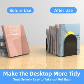 shikaman Book ends,Heavy Duty Bookends Metal Book Ends Universal Economy Bookends Black