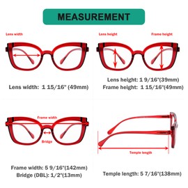 Eyekepper Cat Eye Reading Glasses for Women Cute Readers - Red +2.50