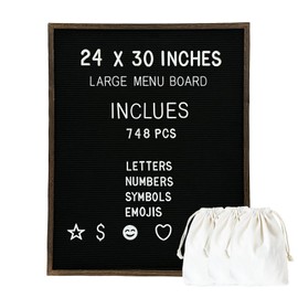 Large Felt Letter Board 24x30 Inch with 748 letters, Large Menu Board Letter, Felt Board Large Message Board, Changeable Letter Board Large Black Letter Board Sign Restaurant, Office, Barnwood Frame Letterboard
