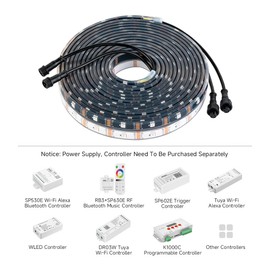 BTF-LIGHTING IP68 Waterproof Outdoor WS2815(Upgraded WS2812B) RGB LED Strip Individually Addressable 5050SMD Dual Signal DC12V 16.4ft 150Pixel Can Work Under Water 12MM Width(No Adapter or Controller)