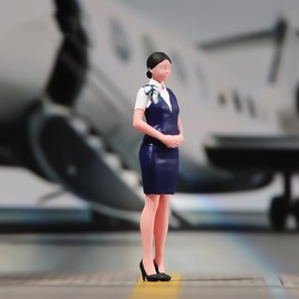 SOUFORCE 1/18 Scale Scene Props Figure Stewardess with Blue Suit Standing Posture Miniature Action Figure Model