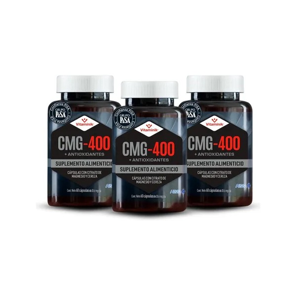 Citrato De Magnesio Vitamínik Cmg-400 3 Pack 180 Cápsulas Sin