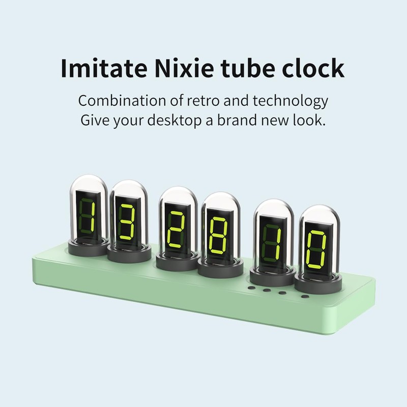 TPHRAVAL Nixie Clock IPS Clock, Display time/Set Alarm, Upload Pictures,