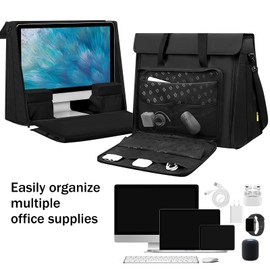 HPDELGB 21/24 inch computer bag monitor carrying case Compatible with iMac All in One Monitor LCD Screens Desktop Computer Travel Storage Carrying Bag with Accessories Pocket, Shoulder Strap Black