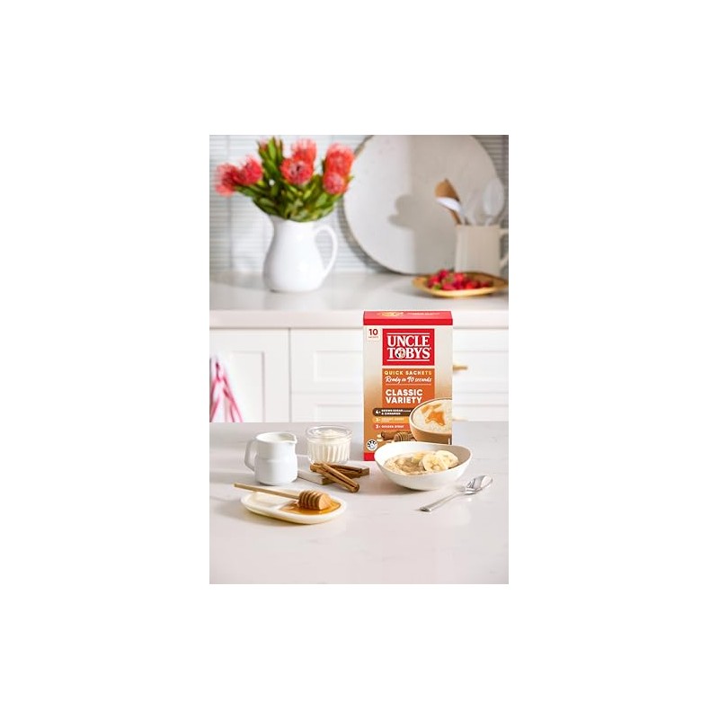 UNCLE TOBYS Oats Quick Sachets Classics Variety Pack, 10 Sachets
