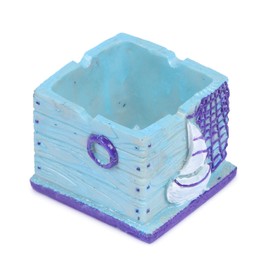 Pinkdesh Resin Material Square Boat Design Ashtray for Office Home Decor (Multicolor)