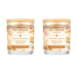 One Fur All Pet House Candle Plant-Based Soy Scented Candle with a 60 Hour Burn Time and a Cotton Wick - Ocean Driftwood