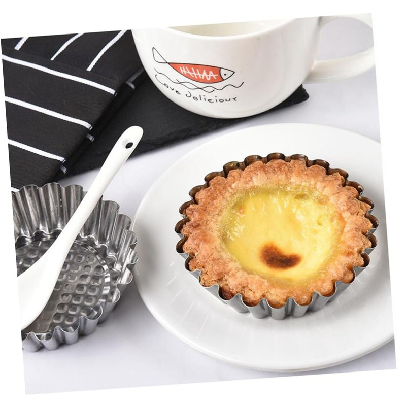 BIUDECO 10pcs Non Stick Chrysanthemum Egg Tart Molds DIY Baking