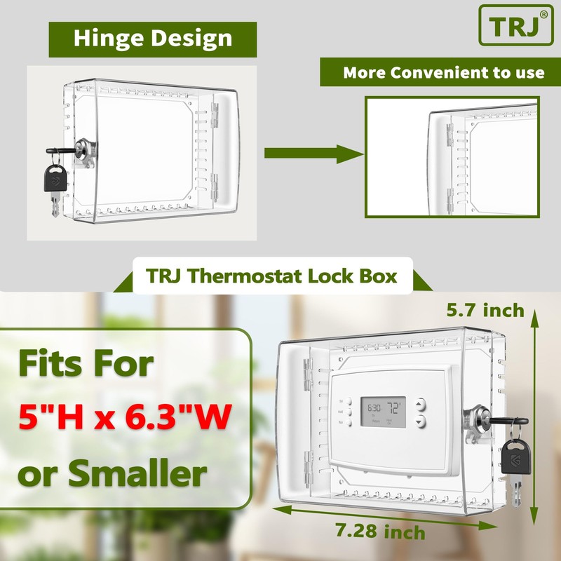 4 PCS Thermostat Lock Box with Key, Large Thermostat Cover