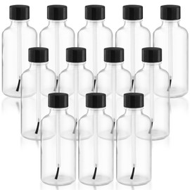 12 Pcs Clear Glass Nail Polish Bottle Empty Refillable Nail Polish Oil Bottles Travel Containers Vials with Brush Cap for DIY Nail Art Sample Oils - 50ml/1.69oz