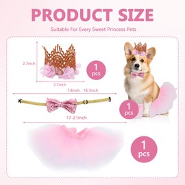 Dog Ballet Tutu for Dogs Small Dogs Ballet Tutu for Halloween Puppy Cat Rabbit Pets with Crown and Bow Tie (Pink)