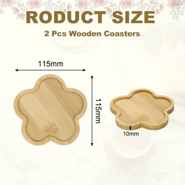 QUARKZMAN 2 Stück Holzuntersetzer Blume Glasuntersetzer Holz Kaffeeuntersetzer Gläser Kerzenteller Deko Wohnzimmer Schlafraum Getränke Tassenuntersetzer für Bar Tisch Küche 115x115x10mm
