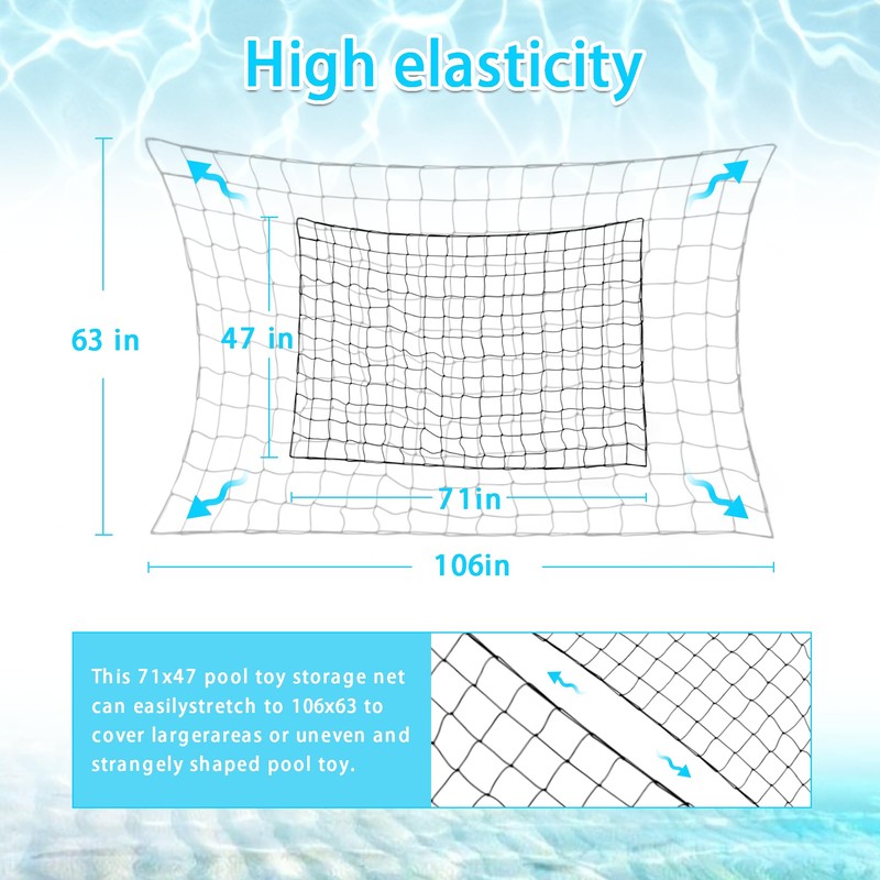 Extra Large Pool Toy Float Storage Net with 20 Windproof
