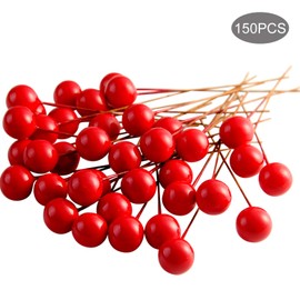 TUPARKA 150 Pcs Christmas Holly Berries Artificial Berries for Christmas Wreath Decorations Wreath Making Supplies Christmas Party Decoration