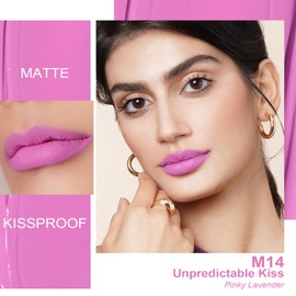 Oulac Matte Liquid Pinky Purple Lipstick for Women, Light Pink Lipstick Long Lasting Waterproof Lip Stain, No Transfer, Creamy High Pigmented Formula with Rose Oil, Vegan & Cruelty-Free, M14
