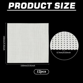 BENECREAT Pack of 12 Plastic Cross Stitch Cloths 14 Pieces 15 x 15 cm White Aida Fabric with Floral Pattern Embroidery and Sewing Accessories for Handmade Crafts for DIY