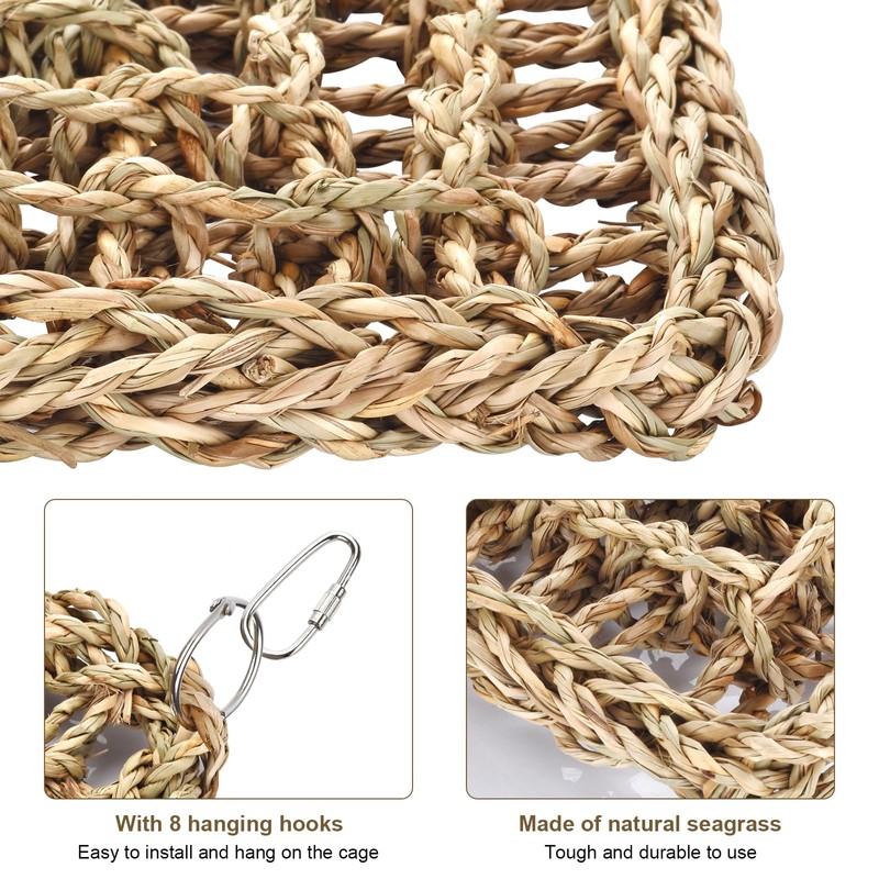2Pcs Natural Sea Grass Parrot Mat - Foraging Chew Wall