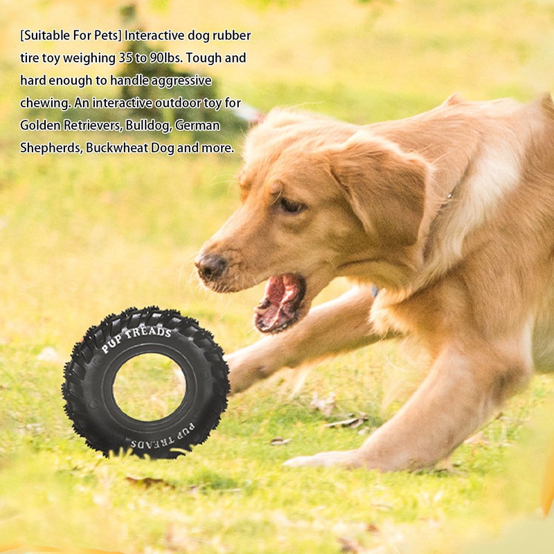 Dog Tire Chewing Toy Bite Resistant Treat Dispensing Rubber Aggressive