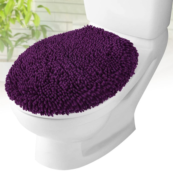 MAYSHINE Plush Shaggy Standard Toilet Seat Lid Cover (Plum) |