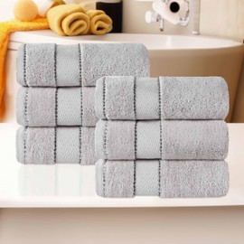 Superior Egypt Produced Giza Cotton Hand Towel Set, Quick Dry, Luxury Small Towels, Plush Basics, Home Essentials, Spa, Salon, Hotel, Kitchen, Quick Drying, Set of 6, Niles Collection, Platinum