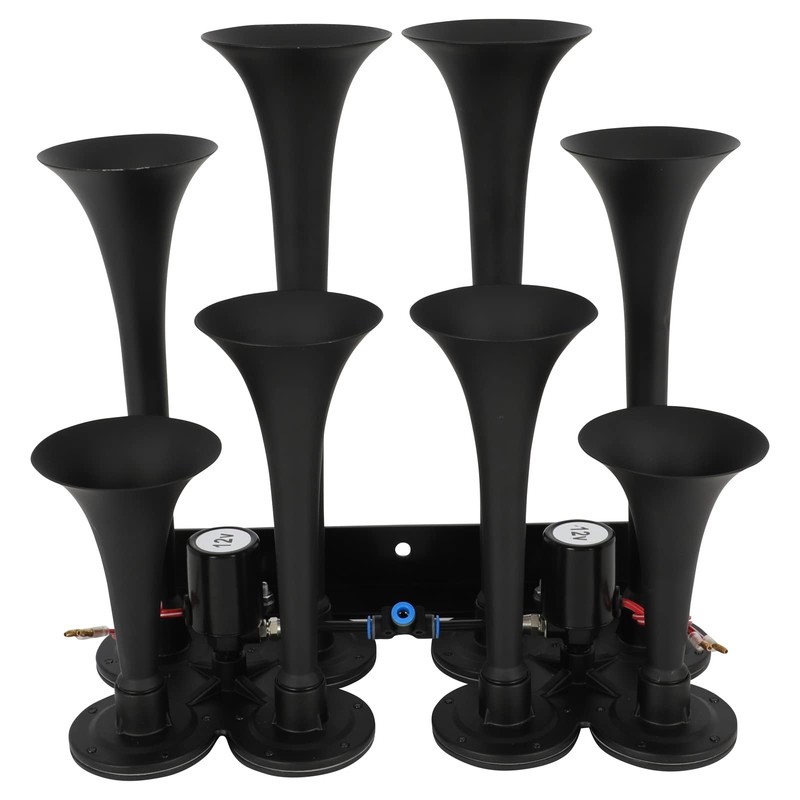 cciyu Train Air Horn 135dB Train Horn Black 8 Trumpets