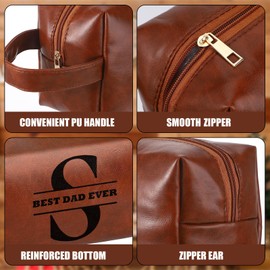 Yeyeplum Best Dad Ever Gifts Letter S Travel Toiletry Bag for Men Christmas Personlized Dad Gifts from Daughter Wife Son Toiletry Bag Gift for Birthday Father's Day Valentine Wedding