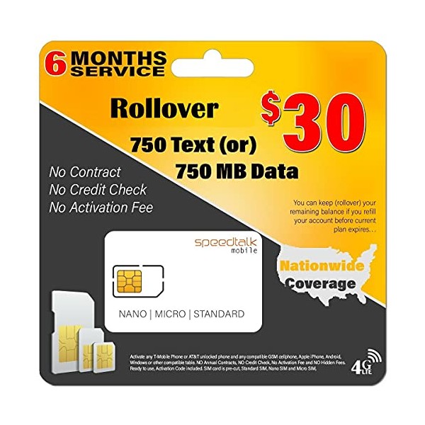 SpeedTalk SIM Card for 4G LTE GPS Trackers Pet Kids