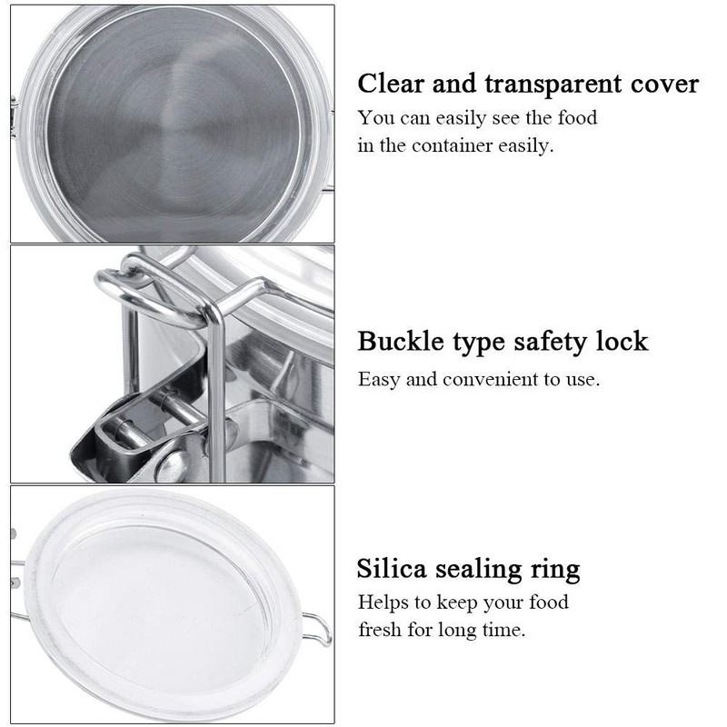 Food Storage Jar, Stainless Steel Coffee Container Airtight Sealed Food