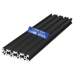 iMetrx Pack of 4 150 mm 2020 V Type Black European Standard Anodised Linear Rail Aluminium Profile Extrusion for DIY 3D Printers and CNC Machines