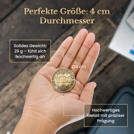 emc.nexus Yes-No Coin Made of Metal with Elegant Collector's Box and Vintage Look - Decision Helper YES-NO Coin for Role Play, Board Games, DND, Collectors, Gift Ideas and Tabletop