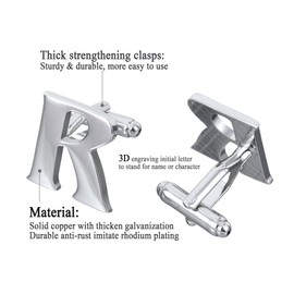 Salutto Men's Letter R Cufflinks 1 Pair with Gift Box (R)