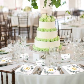 Pack of 20 Place Cards and 20 Napkins for 30th Birthday, 30th Birthday Napkins, Eucalyptus Table Decoration, Name Cards with Schön Dass Du Da Bist for 30th Birthday Decoration, Anniversary Woman Man