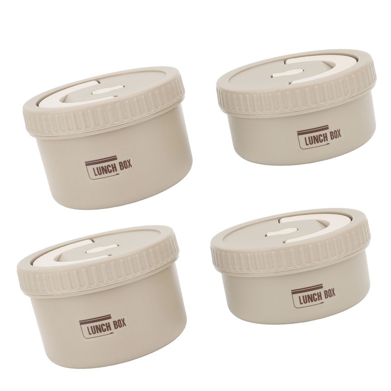 Bento Box Round Lunch Box Coffee Brown Stainless Steel Leakage