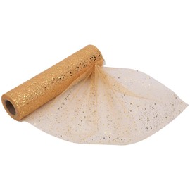 Trimming Shop 11 Inch x 27 Yards Tulle Fabric Roll Sparkle Sequin Glitter Mesh Fabric for DIY Tutu Skirt, Wedding Decoration, Xmas Tree, Gift Wrap, Christmas Wreath, Party Decoration, Gold