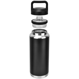800ml/27OZ Bottle and Vacuum Insulated Stainless Steel Metal Water Bottle with Chug Cap,Reusable Leak Proof BPA-Free Flask for Sports (Black, 800ml)