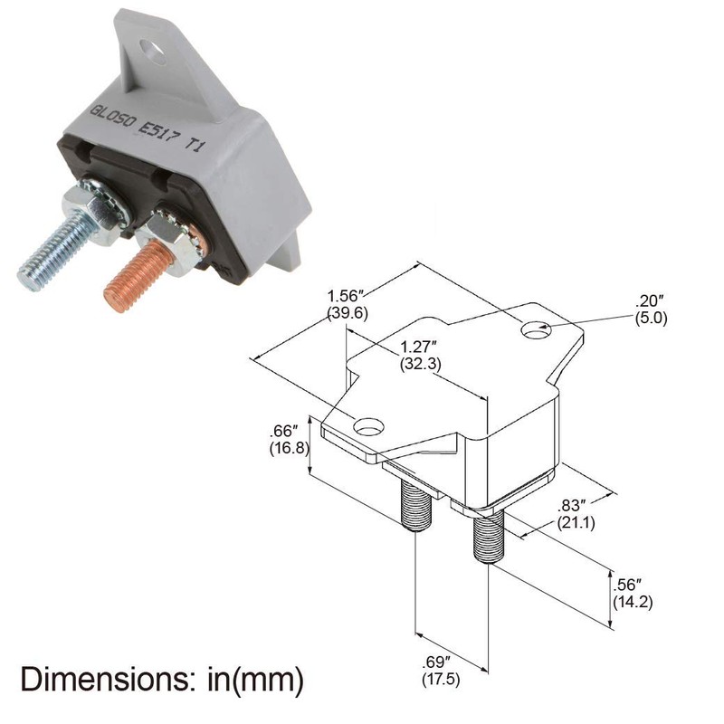 GLOSO E517 Stud Type Circuit Breakers, Crosswise Bracket, Auto Reset