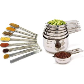 Simply Gourmet Measuring Cups and Measuring Spoons Set Stainless Steel Measuring Cups and Spoons Set of 15. Liquid Measuring Cup or Dry Measuring Cup Set. Stainless Measuring Cups, Nesting Cups