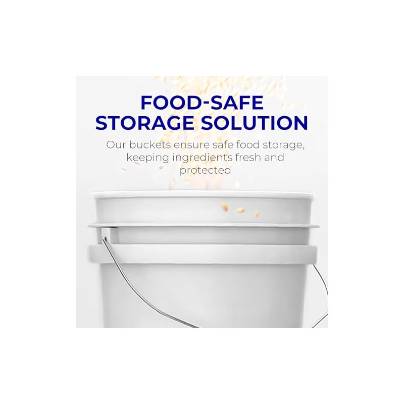 5-Gallon White Bucket Pail Container with Lid | Food Grade