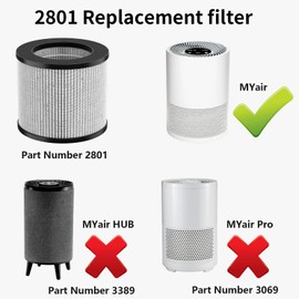 FMDZFL 2801 Air Filter Replacement Bundle Compatible with Bissell MyAir Personal Air Purifier Models # 2780A, 2780P, 2780B, 27809, 3329 (Pack of 2)