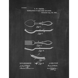 Table Forks And Spoons Patent Print Chalkboard (20" x 24") M11829